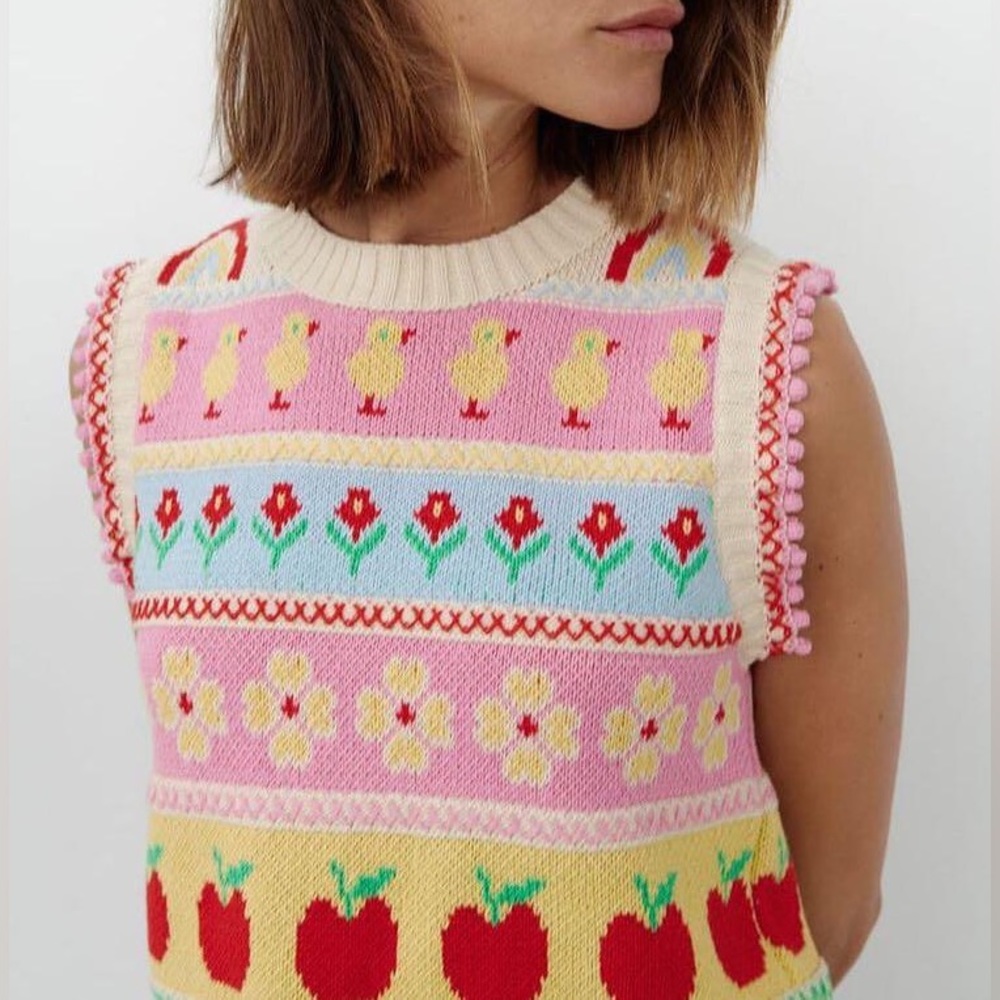 Zara Jacquard Knit Vest